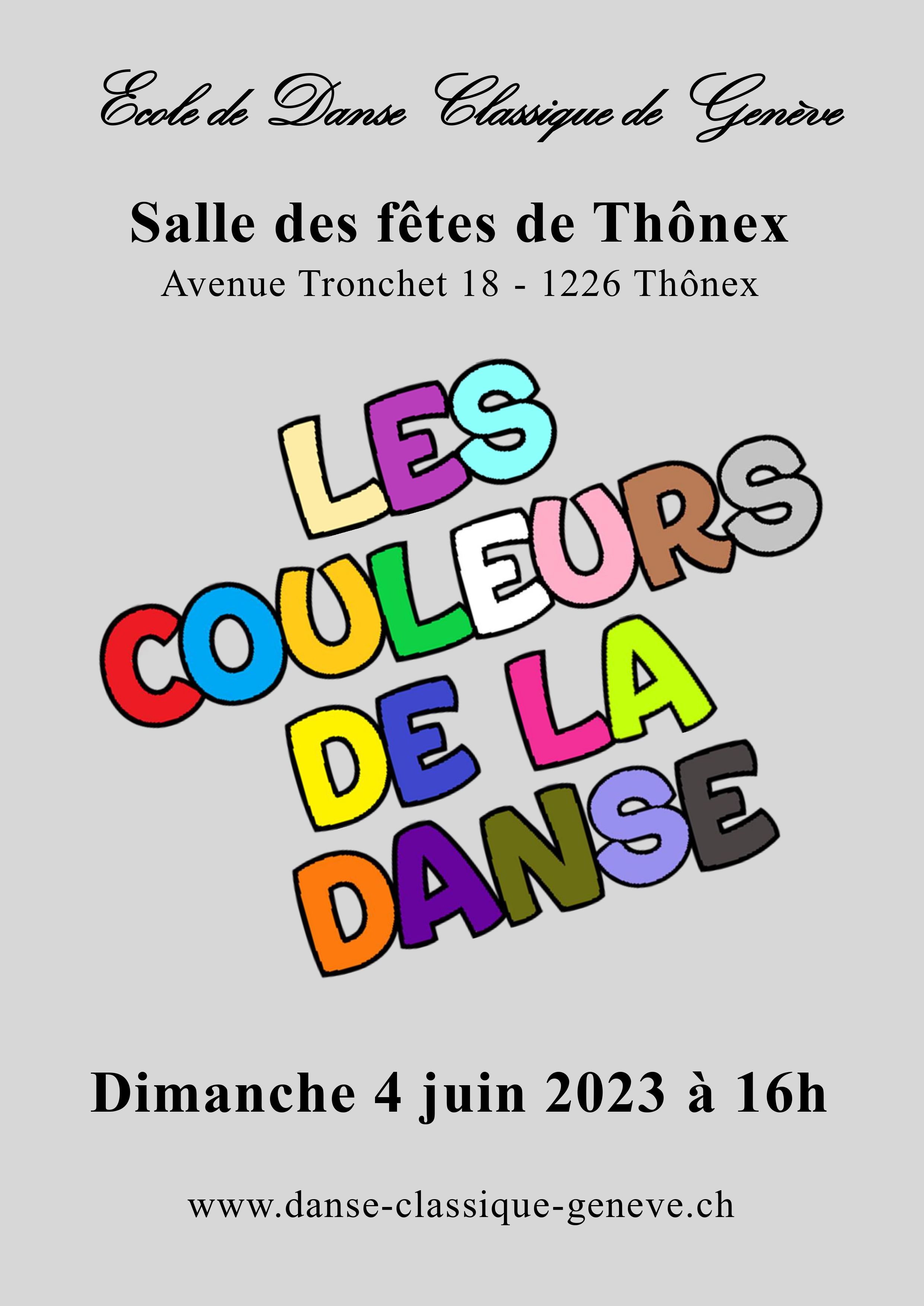 Affiche du spectacle 2023 de l'École de Danse Classique de Genève